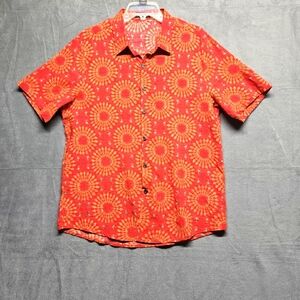 Atlanl Men's Short Sleeve Button Up Shirt Sz L